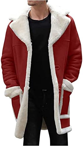 Ymosrh Спортски јакни за машки машки случајни кардиган руно наредени цврсти копчиња волна со долги ракави ровови палто јакни