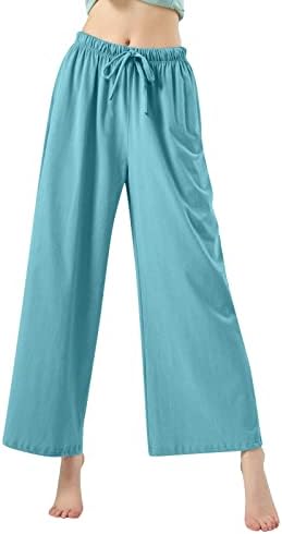 Обични панталони за јога за жени обични панталони Премиум памучни сини жени лежејќи се обични панталони за жени плус