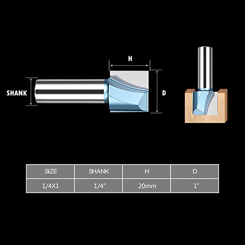 1/4-инчен Shank 1-инчен сечење диа двојно флејта карбид на чистење на дното на рутерот бит дрвокрадски секач за CNC