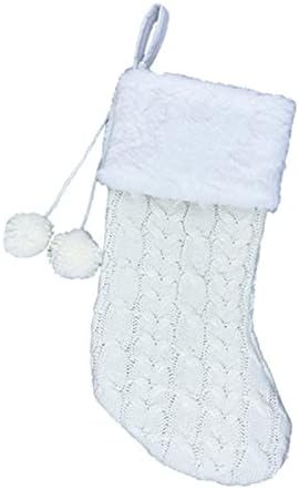 Флоралби Божиќно чорап џеб мултифункционално божиќно порибување голем држач за декорација на подароци деликатно бело