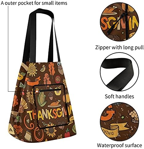 Денот на благодарноста есенска есенска преклопна торба торба за еднократна употреба на намирници, тешка школа торба за купување