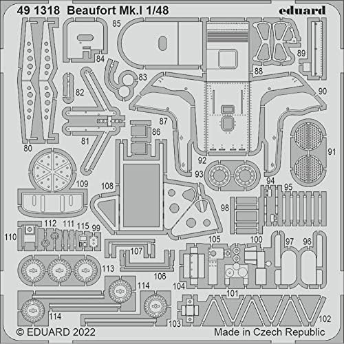 Eduard EDU491318 1/48 Бристол Беуфорт Мк.1 Обезбедени делови, делови од пластичен модел