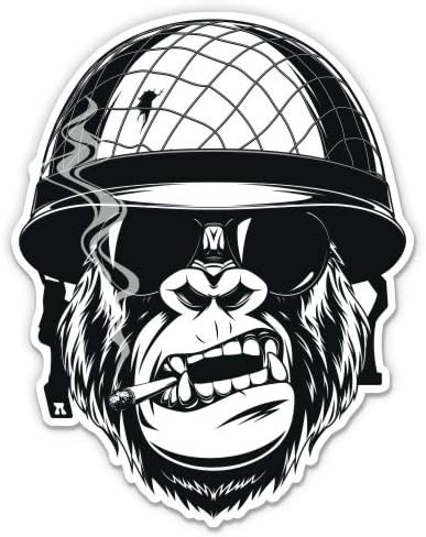 Шлемот на војската на горилата - 3 Винил налепница - За телефон со шише со вода за лаптоп - водоотпорен декларација