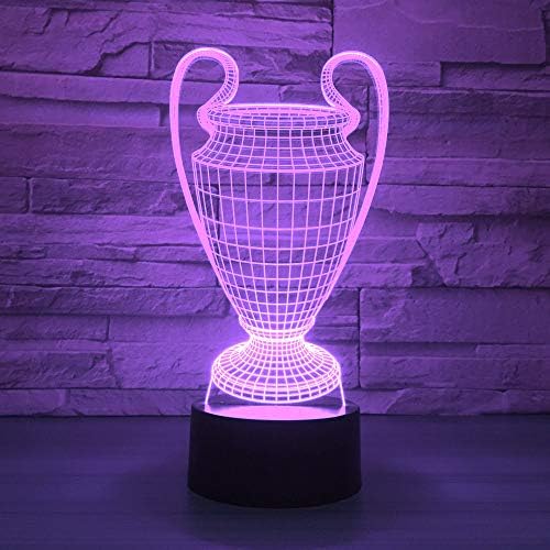 3Д фудбалски фудбалски фудбалски фудбалски чаша ноќна светлина илузија ноќна светлина 7 боја менувајќи ја табелата за табела за декорација на декорацијата