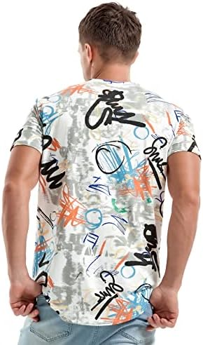 Yininf mens hipster хип хоп низ целата графичка маица со долга линија