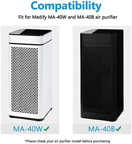 Филтер за замена MA-40 компатибилен со Medify MA-40, 3 во 1 пред-филтер, H13 HEPA Air Filter и активиран јаглерод, 2 пакет, од Keetidy