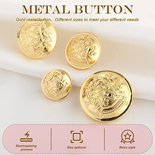40 парчиња метални блејзер копче Поставете гроздобер златни копчиња за шиење златни копчиња Амблем шалци за копчиња за месинг месинг