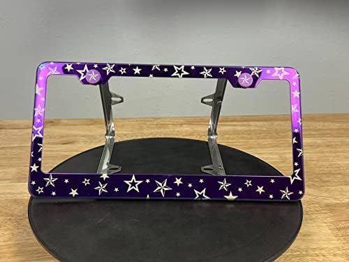 Ласерска гравирана starsвезди со рамки на таблички за лого со метални капачиња Материјал: T304 Боја од не'рѓосувачки челик: Виолетова