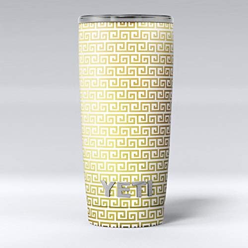 Дизајн Скинц Златна грчка шема - Комплет за винил за завиткување на кожата, компатибилен со чашите за ладилни ладилни текови на Јети Рамблер