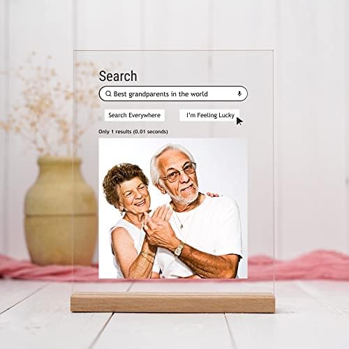 Zouwii Персонализирана кутија за пребарување Фото Акрилична плакета на баба | Пребарувајте ја најдобрата баба во светот акрилна слика