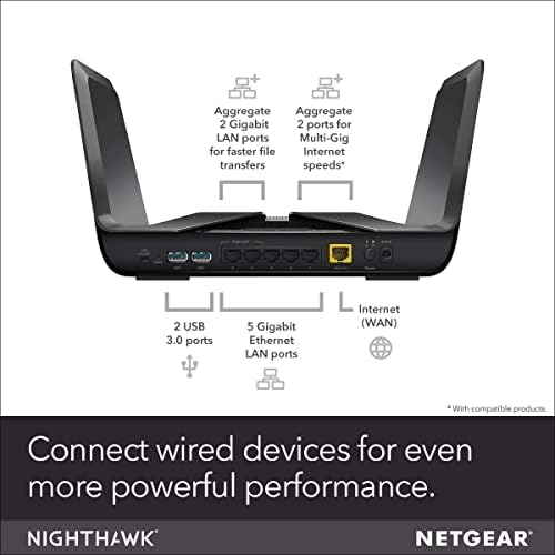 Netgear Nighthawk Ax8 8-Stream AX6000 Wi-Fi 6 рутер-RAX80-100NAS-црна