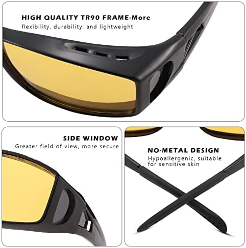 Азорб поларизирани очила за сонце се вклопуваат над очила за мажи жени кои возат завитки околу очилата за сонце со UV 400 Заштита