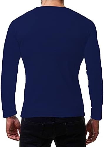 Врво на Бејбеја за мажи, 2021 година, машко копче Хенли предна плоча со долги ракави, тенок-вклопна обична маици Основна маичка за
