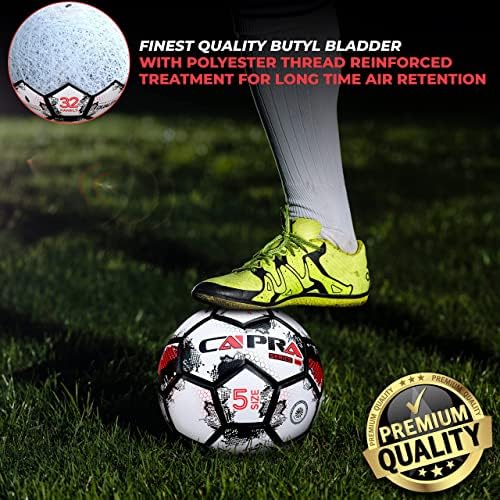 Капра Големина 5 Официјална големина на фудбалска топка | Топката со термички врзан натпревар за професионален тренинг и натпревар | Водоотпорна фудбалска топка со