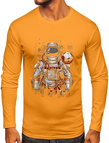 Маичка со долги ракави на ZDDO, пад, тенок, смешен астронаут печатење екипаж, врвови на атлетски спортови, обични маици