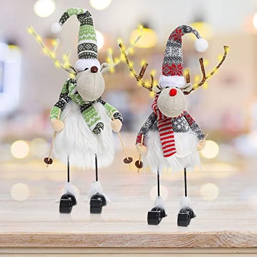 Големи Божиќни украси за скијање кукла Нова десктоп Божиќни украси дома затворено светло што емитува замавнувачки елени кукли двор