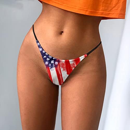 4-ти јули Американско знаме на американското знаме за жени Непослушен лигави ленти за истегнување на долна облека со долна облека со ниски