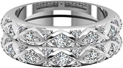 Невестински поставува срцеви прстени за ангажман на CZ 2 парчиња женски венчаници за венчавки поставуваат годишнини за ветување