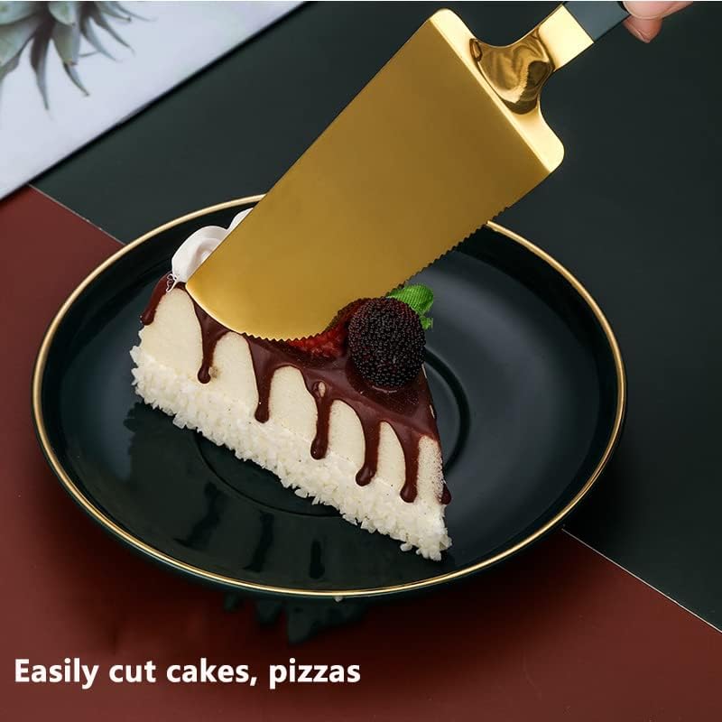 Сервер за торта JCYUANI Постави нож од торта од не'рѓосувачки челик и вилушка пита со пита со торта, заби торта шпатула пица нож десерт вилушка