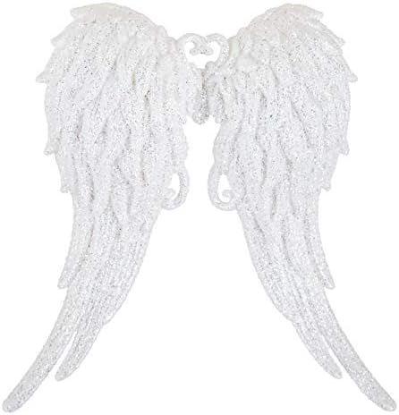 Ангелски крилја - зачудувачки 5,5 бел сјај украс за елка или украс за дома