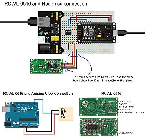6PCS RCWL-0516 Микробранова радарски сензор за движење модул за Arduino ESP82666 Nodemcu Wemos Smart Switch Module Human Toght Induction Detector 5-7M Растојание 4-28V 100MA RAT детектор на мачки