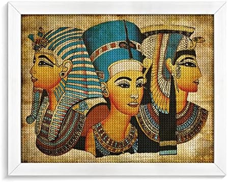 Ретро античка египетска уметност дијамантски комплети за сликање слика 5д DIY целосна вежба Rhinestone Arts Wallид декор за возрасни бело
