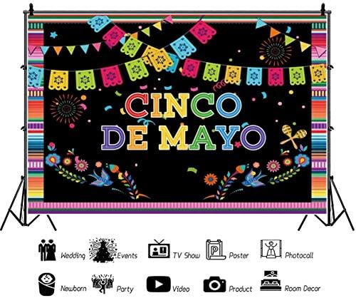 Csfoto 5x3ft cinco de mayo backdrop мексиканска тема фотографија позадина cinco de mayo party снабдува шарени ленти fiesta тема