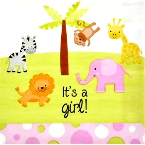 Тоа Е Девојка!Бебешки Туш Со Животинска Тема дизајн 8 м Чинии и Салфетки