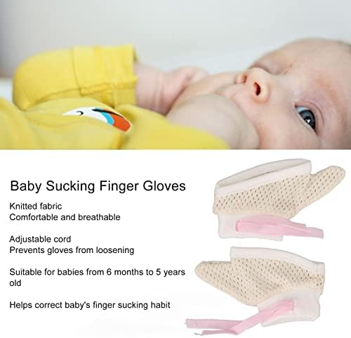 Бебешки Вшмукувачки Ракавици За Прсти, Прилагодливи Ракавици За Вшмукување На Палецот За Новороденчиња Плетени Меки Ракавици За Дишење Престануваат