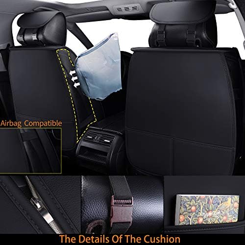 Опфаќа целосен комплет за седиштето на автомобилот Huidasource, водоотпорен заштитен заштитник на седиштето на кожени автомобили, воздушно перниче за перниче за воздуш