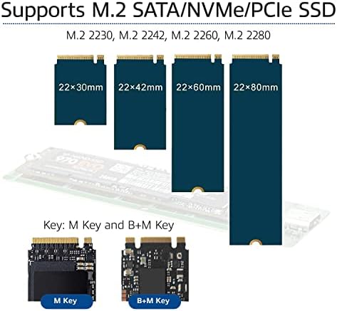 ACT Aluminum M. 2 SATA И NVMe Надворешен SSD Комплет, USB C 3.2 Gen 2, 10gbps Стапка На Пренос, M-Клуч/B+M Клуч, M2 SSD Комплет За Големина