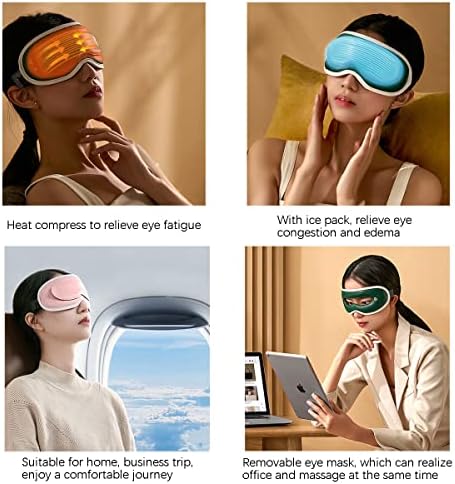 3D масажер за очи со топла/ладна компресија, одвојлива маска за очите што се полни со 7 режими на масажа, загреан масажер за очите за суви очи, замор на очите, темни кру