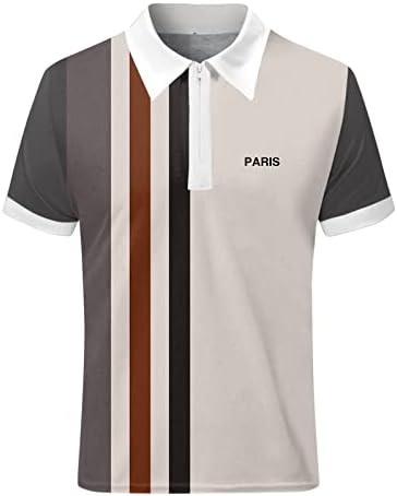 Mens Classic Polo кошула со краток ракав во боја блок во боја, врвен обичен работен спортот за голф, голема висока поло маица