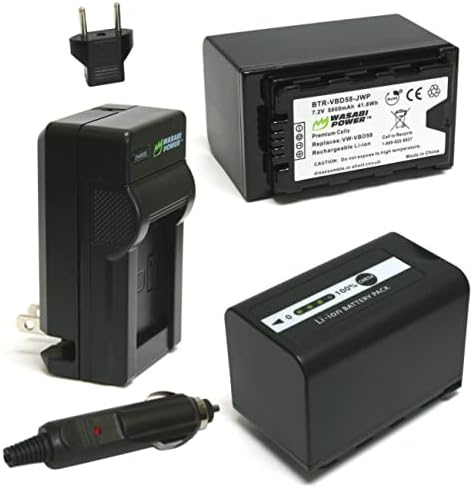 Батерија и полнач на батерија и полнач за напојување 5800mAh за Panasonic VW-VBD58, AG-VBR89G и Panasonic AG-3DA1, AG-AC8, AG-DVX200,