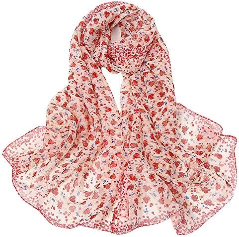 Шамија на Keusn за жени свила Мало цветно печатење долга мека шамија за шамии за шал шал шал за жени за жени