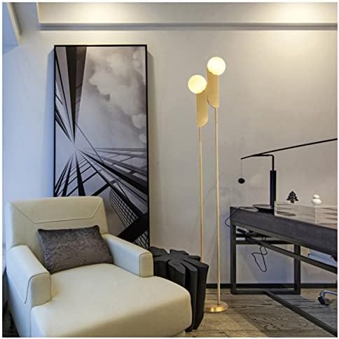 AKNHD лак подни ламби минималистички дизајнер модел со двојна стаклена топка подни ламби за спална соба дневна соба стои ламба дома декорација