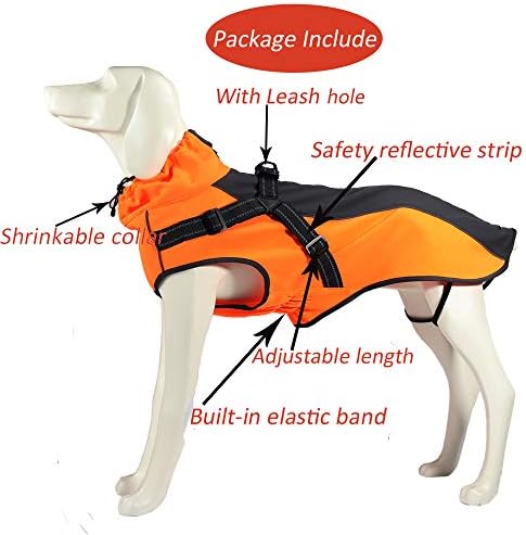 Јакна за кучиња LifeUnion со прицврстувач, рефлексивни ленти, водоотпорен кучен елек за средни големи кучиња, топло кучиња спортски зимски палто