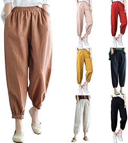 Miashui женски плус големина панталони обични жени цврсти обични џебни хеланки, пантолони за панталони за жени, деловни панталони,