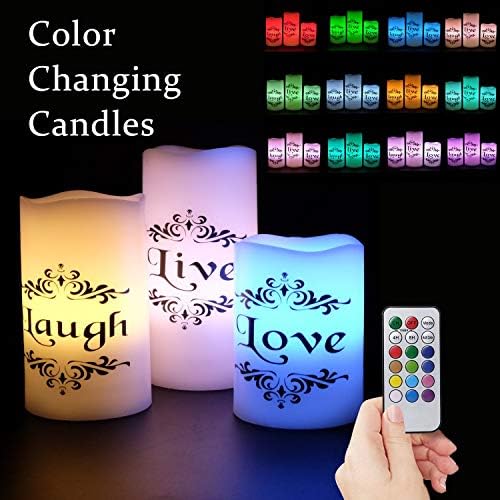 Dromance Color Color LED FLEM безметни свеќи со далечински управувач со 18-клучни и тајмер, во живо loveубовна смеа се смее батерија оперирана