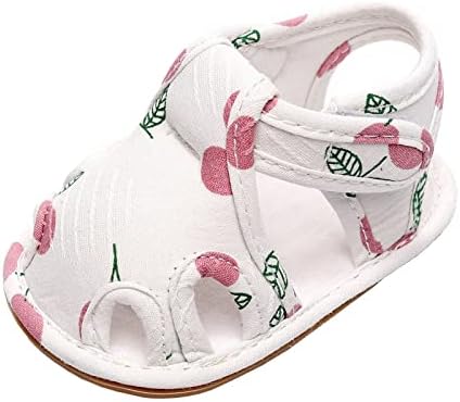 Чевли за новороденчиња за деца меки единствени не -лизгачки мали чевли за подот, овошни цреши печати сандали девојки фустани чевли