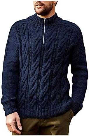 Класичен скејтер Ден на в Valentубените блуза мажи со долг ракав тенок патент топол цврст подбиен врат плетен џемпер мажи