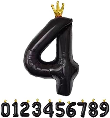 40 инчен Црна Голема Големина Број 4 Фолија Хелиум Балони Роденденска Прослава Декорација Голема