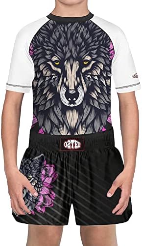 O2TEE UNISEX KIDS RASK GUADER MUAY THAI SHORTS SOTTS FOR BOODS DIVES BOXING DAIRY MULTI-SPORT