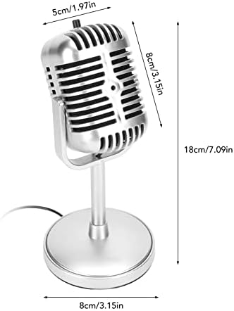 Септента ретро стил микрофон реквизит, прилагодлив агол на гроздобер стил на Will Vintage кондензатор микрофон, чист звучен класичен стил микрофон