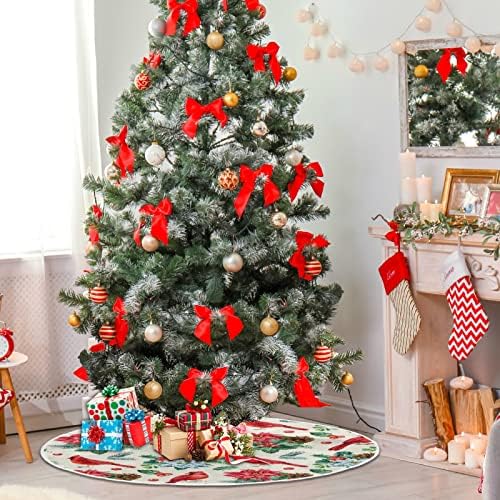 Декорација на здолниште на новогодишна елка во Алаза, украс за мало мини дрво со здолниште 35,4 инчи со Божиќни Холи остава бобинки за