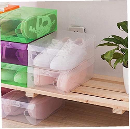 Анготор 12 парчиња транспарентен организатор за шминка, чиста пластична чевли кутија за складирање на чевли за преклопување на куќиште