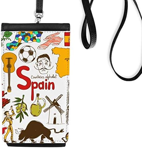 Шпанија пејзажи животни Национален знаме телефонски паричник чанта што виси мобилна торбичка црн џеб