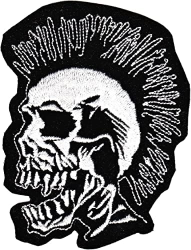 БЕСПРИНГ панк череп експлоатираше шиење на железо-на-закрпи извезена значка за апликација