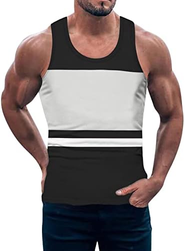 HDDK летен резервоар врвови за машка боја блок крпеница спортски тенок фит ракавички кошула атлетска тренингот за трчање салата за теретани