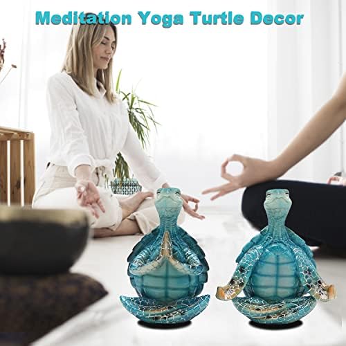 Луифел јога желка, 2 парчиња медитација јога желка декор, морски желка јога фигурини украси за колекција, фигура на јога желка за духовна